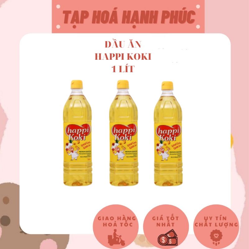 Dầu ăn Cao Cấp Happy Koki Chai 1 Lít