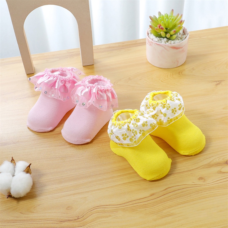 Tất Cotton Mềm Mại Phối Ren Hoa Thời Trang Xuân Hè Dành Cho Bé Gái