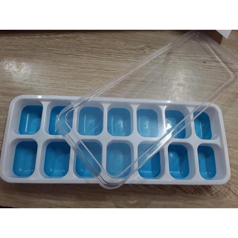 Khay đá, khay đựng đồ ăn dặm silicon có nắp đậy KT 25x9cm (ảnh thật)