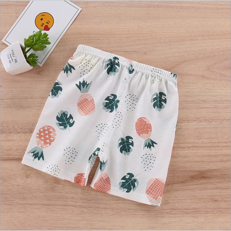 Dễ Thương Quần Short Cotton Lưng Thun Co Giãn Màu Trơn In Họa Tiết Hoạt Hình Cho Bé Trai / Gái