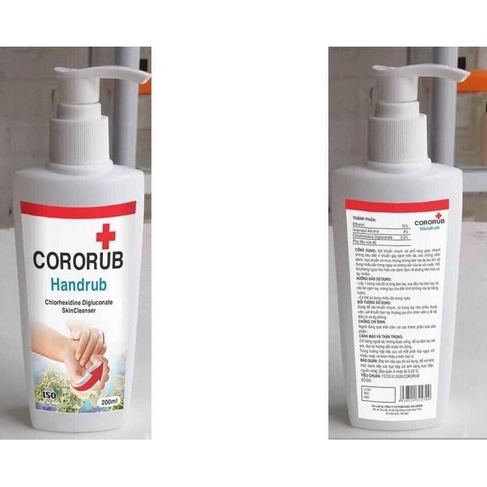 Nước rửa tay khô, sát khuẩn nhanh Cororub 200ml