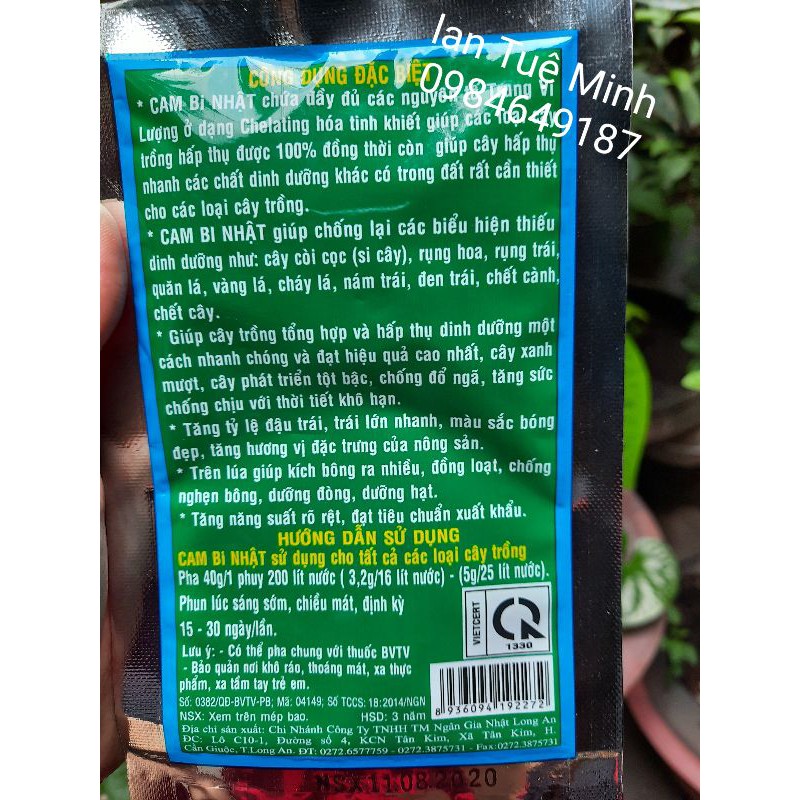 Phân bón lá bổ sung trung vi lượng Cam bi nhật  siêu tăng trưởng bổ dưỡngcho cây trồng gói 40g chính hãng