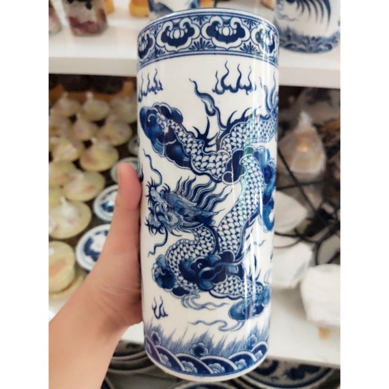 Ống cắm hương sứ Bát Tràng cao 18cm, 20cm