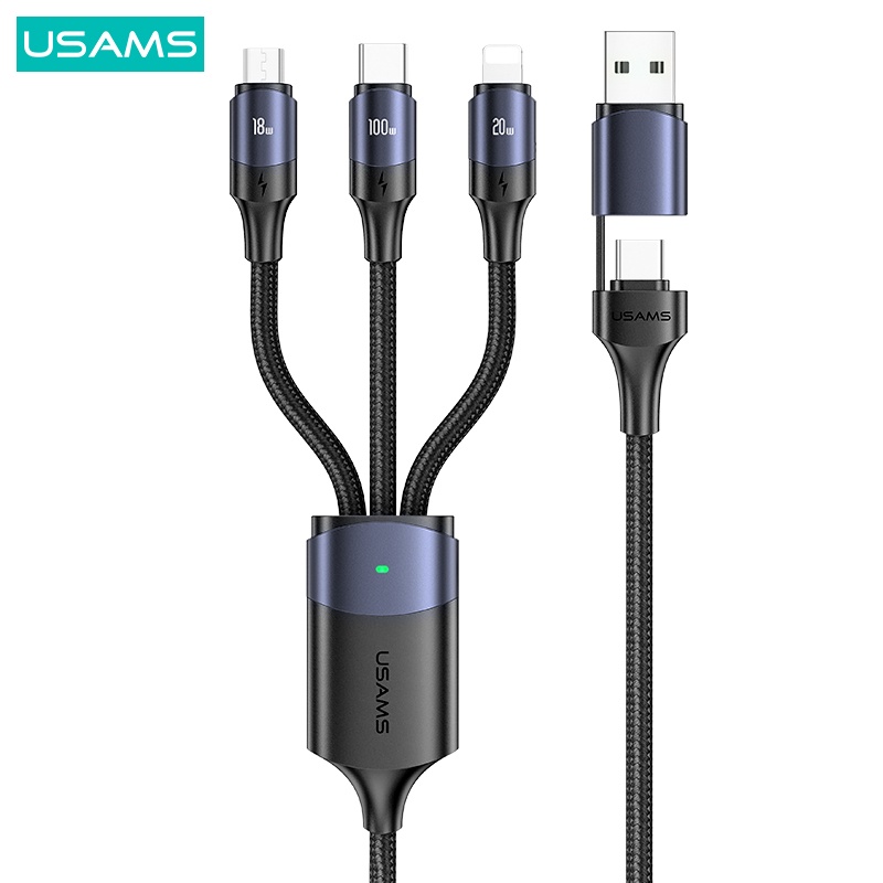 Dây Cáp Sạc Nhanh USAMS U71 5 Trong 1 100W USB Type C IP Dành Cho 1phone15 IPd Android IP8-14  Máy tính bảng