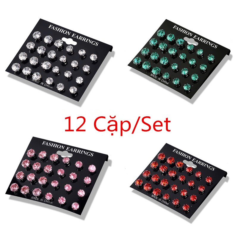 12 Cặp/6 Cặp Bông Tai Kim Cương Nữ Đáng Yêu Và Xinh Đẹp