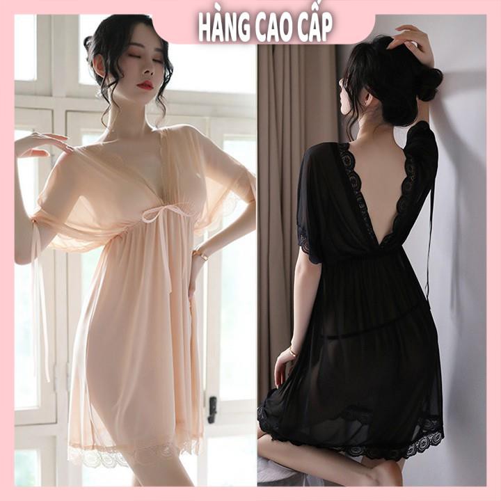 Váy ngủ ren sexy bẹt vai mặc hai kiểu đồ ngủ big size dưới 65kg chất voan thun voanvới màu trắng tinh khôi | BigBuy360 - bigbuy360.vn