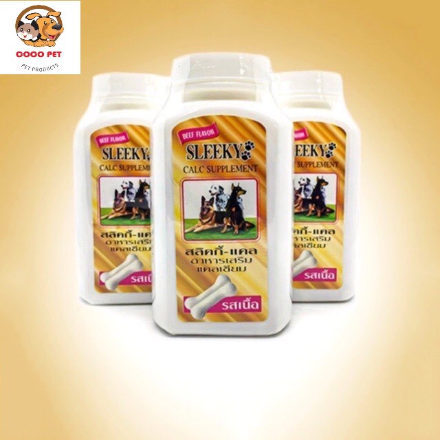 Canxi Thái Sleeky Cho Chó Mèo - Viên Nhai Bổ Sung Canxi, Vitamin Cho Chó Mèo Vị Bò, Gà