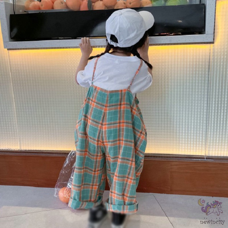 Áo liền quần không tay kẻ sọc caro phong cách Hàn Quốc thời trang cho bé gái