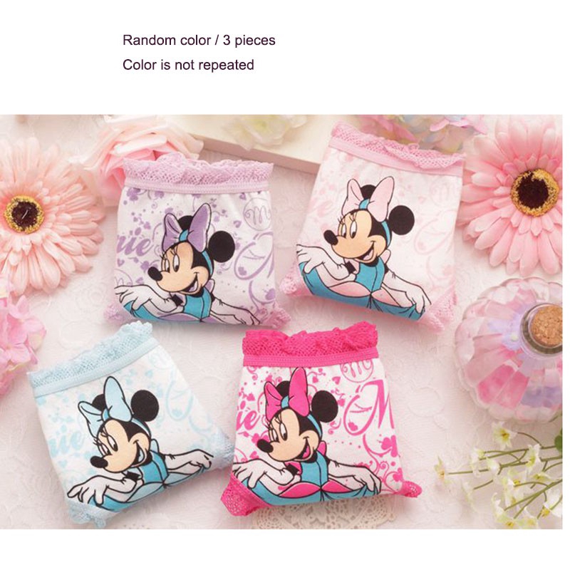 Bộ 3 quần lót cotton in hình chuột Mickey đáng yêu dành cho bé gái