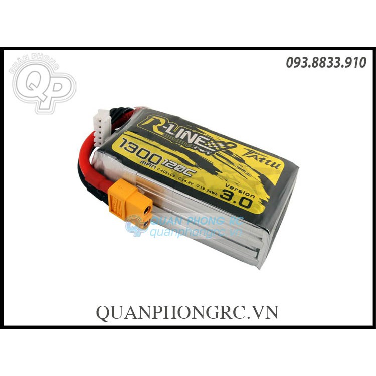 Pin Tattu R-Line 1300mAh 4S 120C 14.8V LiPo XT60 Cắm cho FPV Racing Drone