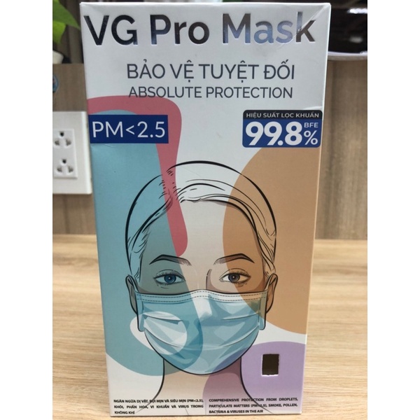 Khẩu trang y tế 3 lớp kháng khuẩn VG Pro Mask cao cấp( hộp 20 chiếc)