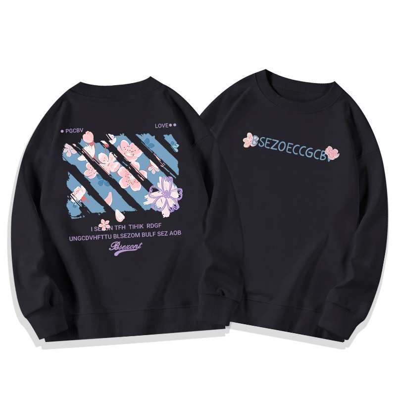 Áo sweater SELVZE tay dài cổ tròn dáng rộng phong cách cổ điển Mỹ thời trang cho nữ