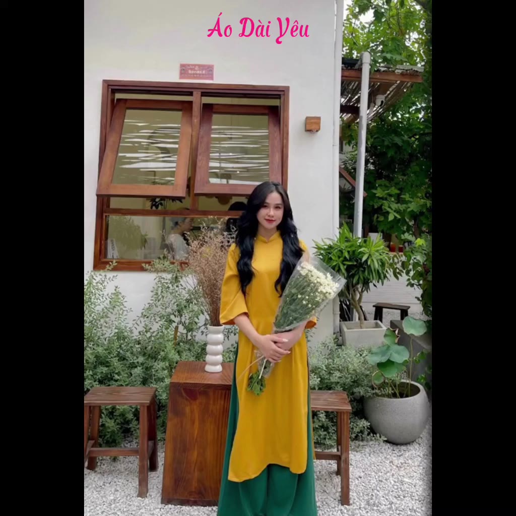 Áo dài cách tân dáng Xuông, Áo dài tôn dáng May Sẵn chất Tây Thi( Xuông Rêu, Đô, Cam, Vàng) - AODAIYEU | BigBuy360 - bigbuy360.vn