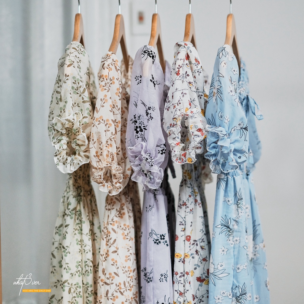 Váy hoa nhí tay ngắn Minette Dress chất liệu voan mát 8 màu hoa best seller nhà NGƠ