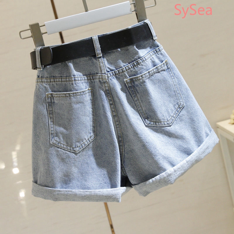 Quần Short Denim Lưng Cao Phong Cách Hàn Quốc