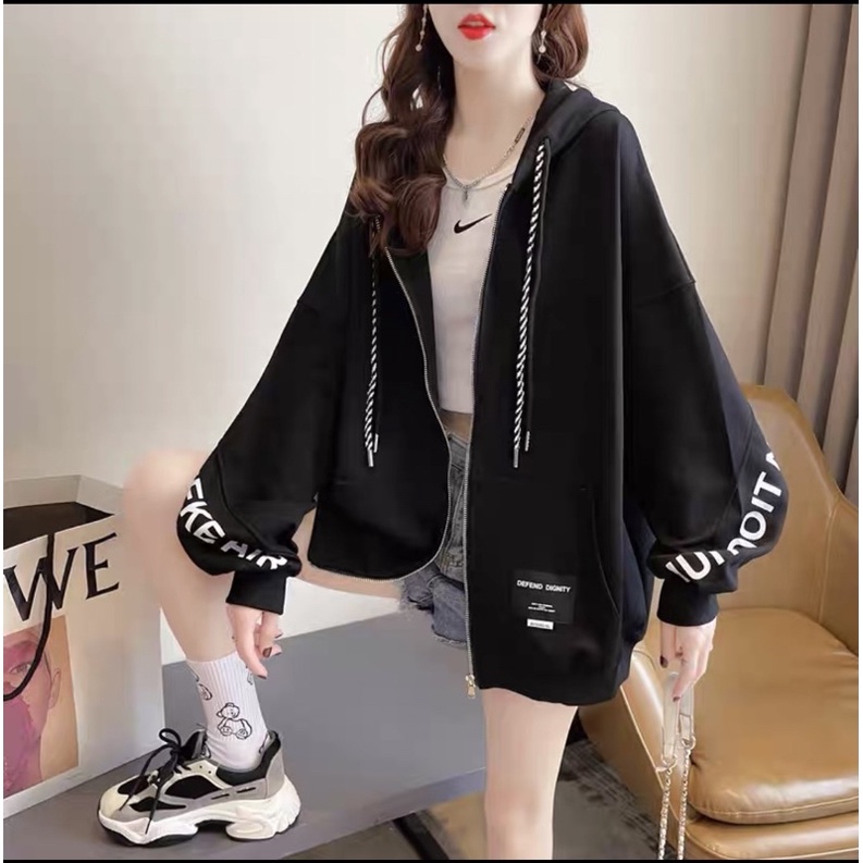 áo khoác hoodie nữ in 2 tay