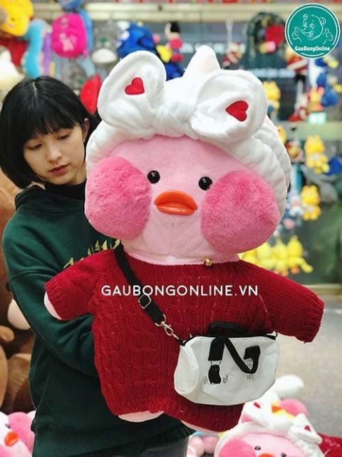 Vịt bông Lalafanfan má hồng siêu kute kích thước 80cm