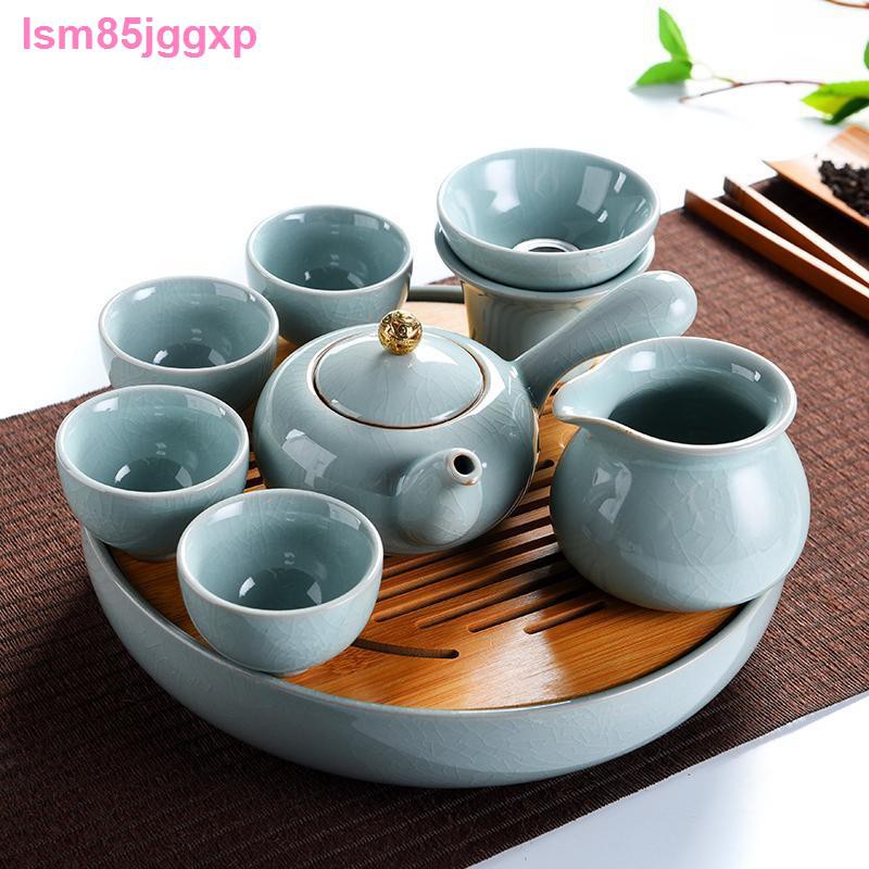 Bộ tràLò Ge Đơn giản Mở Pian của Trung Quốc Trang chủ Kung Fu Bộ ấm trà khay nhỏ pha bằng gốm Máy Tách đạo