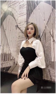 Đầm đen phối trắng