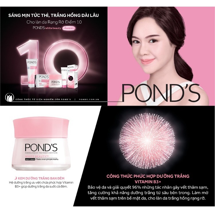 Kem Dưỡng Da Trắng Hồng Rạng Rỡ POND'S White Beauty Ban Đêm 50g