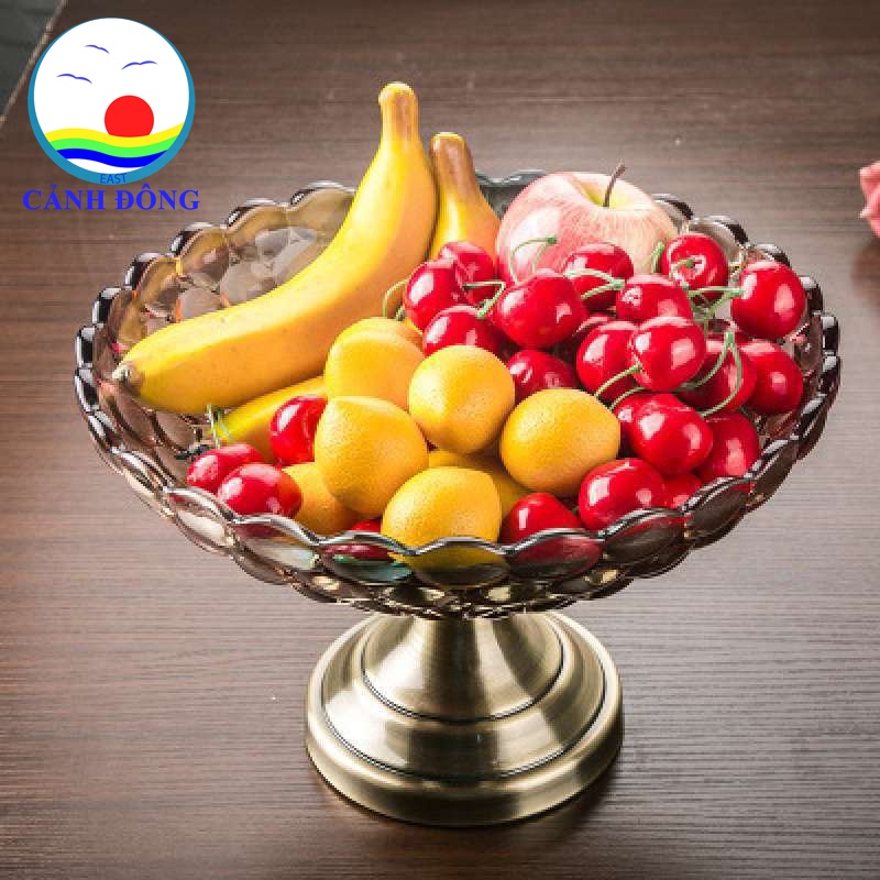 Khay đựng hoa quả pha lê đẹp chân đế trang nhã sang trọng size đường kính đĩa 20 cm