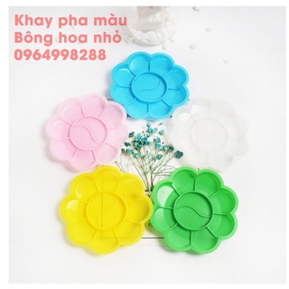 Khay pha màu Bông Hoa Nhỏ ❤️ Dụng cụ vẽ tranh cho trẻ em Bảng màu sơn nhựa 8 cm