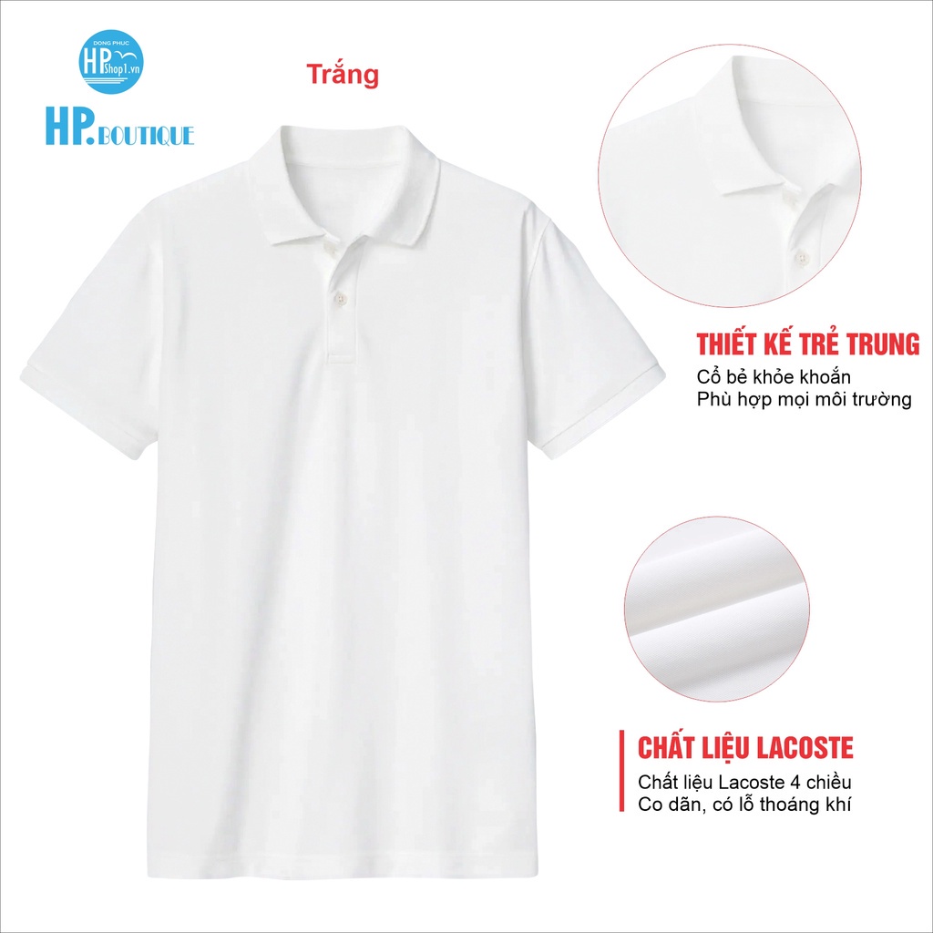 Áo polo nam HP Boutique vải trơn chất cá sấu Cotton co giãn 4 chiều, form Basic lịch sự đẳng cấp HPBOPME3