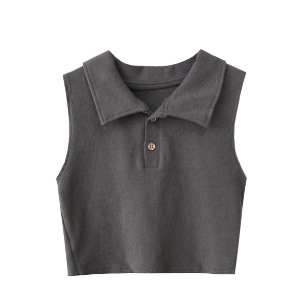 NUZIRO Áo lửng  cổ polo không tay thời trang mùa hè dành cho nữ