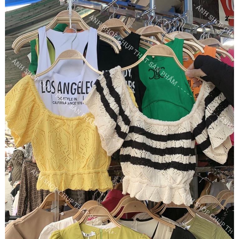 Áo len mongtoghi trễ vai dáng croptop hàng qc