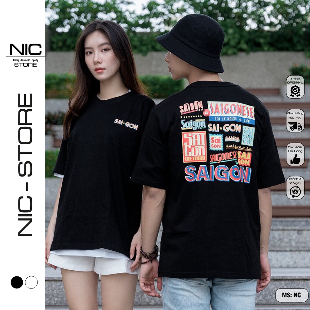 Áo thun unisex SÀI GÒN  - form rộng tay lỡ - Áo phông tay lửng nam nữ streetwear cotton mịn siêu thấm hút.
