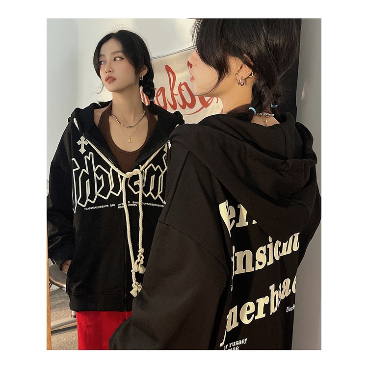 Áo Khoác Khóa Kéo Có Mũ Trùm Đầu Thời Trang Phong Cách Mỹ