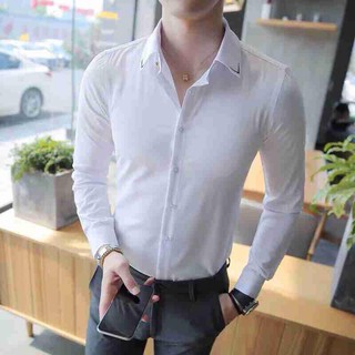 Áo somi nam.áo somi trắng viền cổ cao cấp