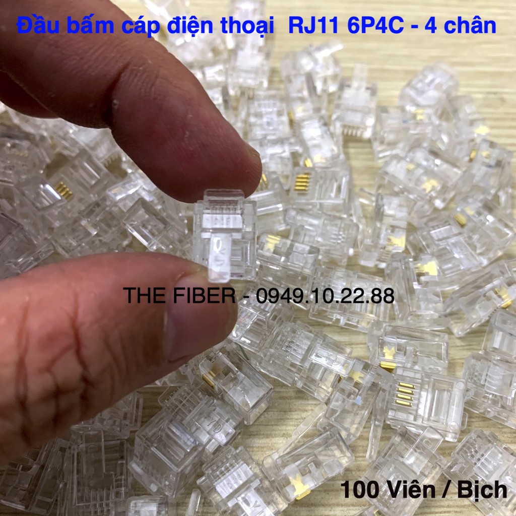 Đầu bấm line điện thoại RJ11 6P4C - Loại 4 chân