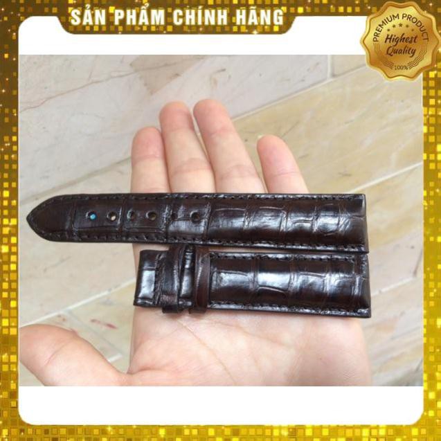 Thẻ BH 12 Tháng -  Dây Đồng Hồ 2 Mặt Da Cá Sấu Màu Nâu size 18-20-22 . Hàng Cao Cấp, xịn, Rẻ, Đẹp