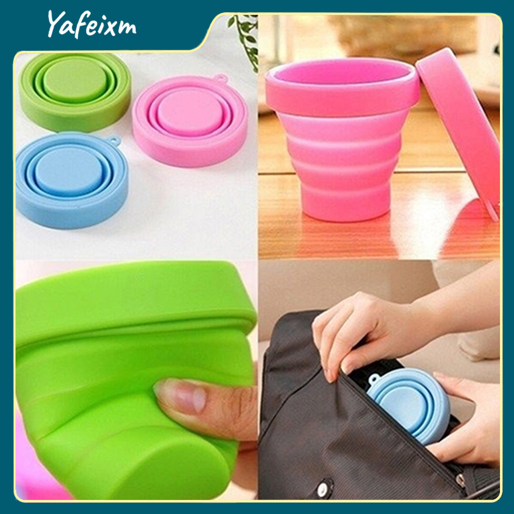 yafeixM Drinking Cup Eco-friendly Unbreakable Candy Colors Collapsible Foldable Silicone Drinking Water Cup for Home Travel Camping