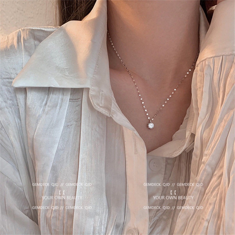 Vòng cổ mặt đính đá phong cách Hàn Quốc đơn giản mới cho nữ