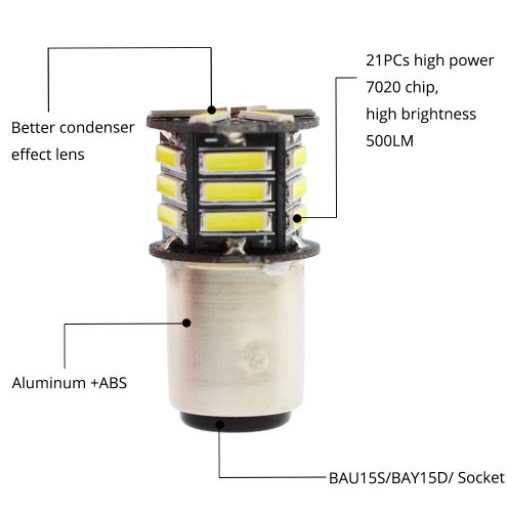 Bóng Đèn LED Xe Máy Ô Tô 1156 1157 Đèn Phanh Tín Hiệu Rẽ Đèn Lùi