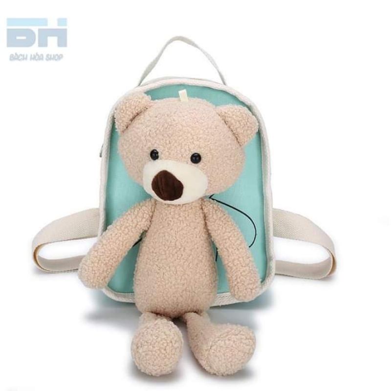 BALO VẢI CANVAS HÌNH CHÚ GẤU XINH XẮN CHO BÉ MẪU GIÁO, NHÀ TRẺ - BÁCH HÓA SHOP