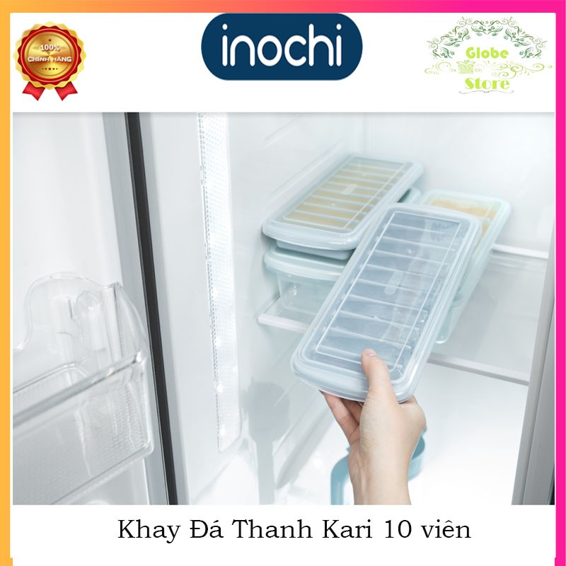 Khay Làm Đá Tủ Lạnh Cao Cấp Thanh 10 Viên Có Nắp Nhựa Bảo Vệ KARI INOCHI