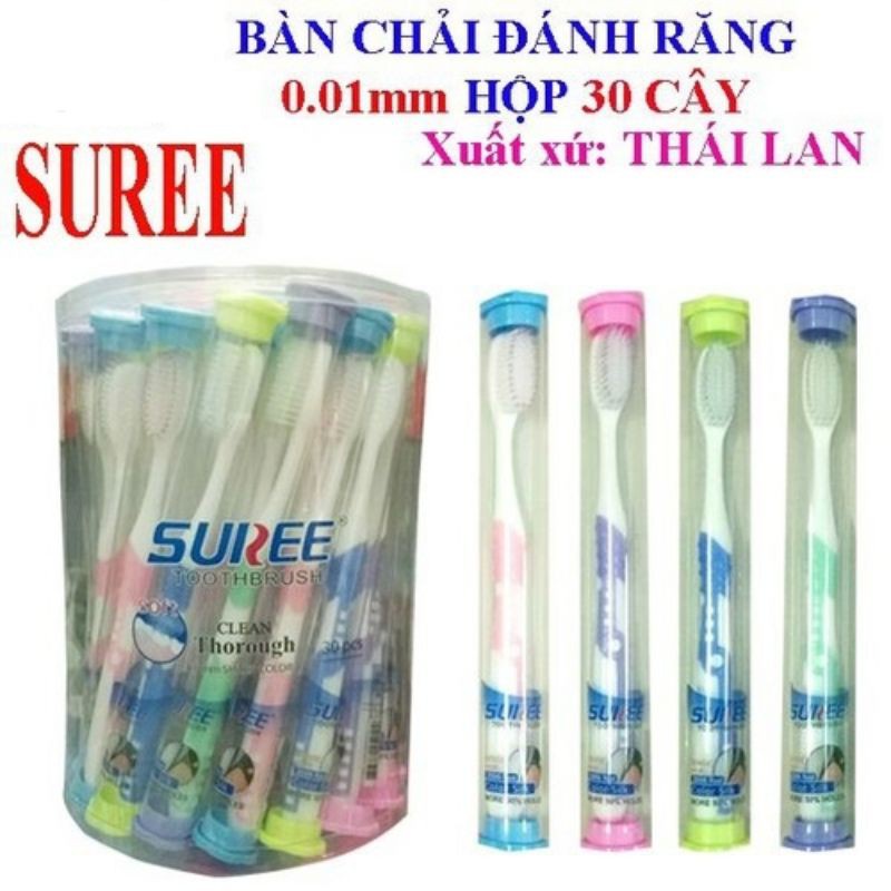 Bàn Chải Đánh Răng SUNREE Thái Lan Hộp Có Móc Treo Nhiều Màu