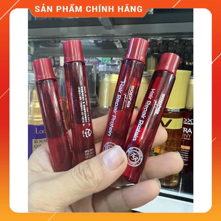 Huyết thanh protein  sophia( hộp 10 ống màu đỏ )phục hồi tóc hư tổn khi uấn duỗi nhuộm  la,f dai sợi tóc tức thì -