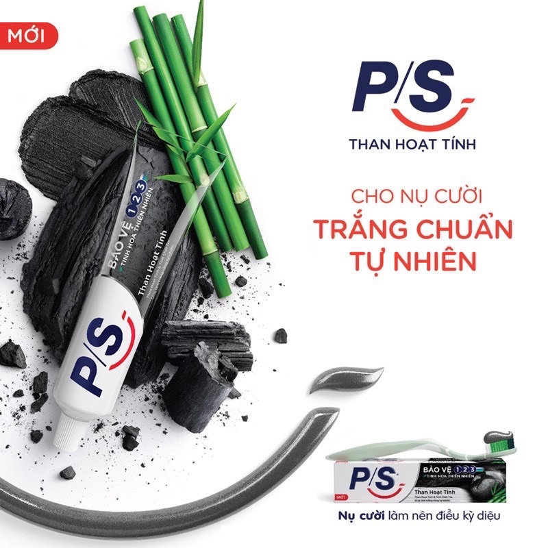 Kem đánh răng P/S trắng răng than tre hoạt tính 180g