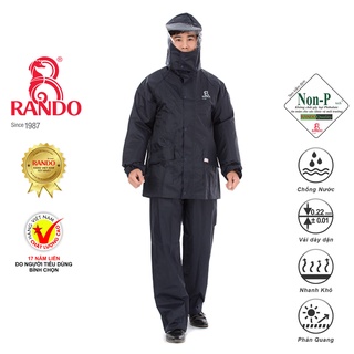 Áo Mưa Bộ Best Chính Hãng RANDO, Vải Dù Cao Cấp Không Thấm Nước, Phản Quang An Toàn Trong Đêm, Đi Phượt Cho Nam Nữ