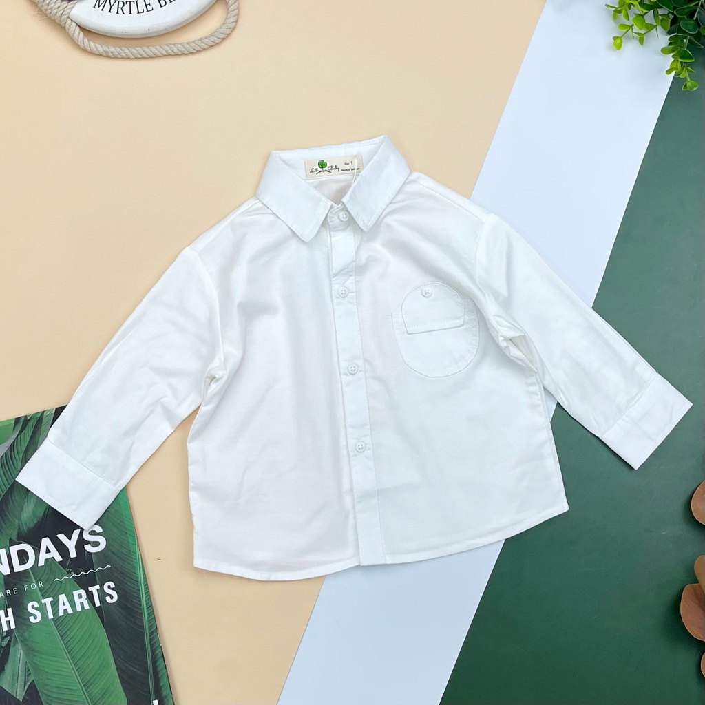 Áo sơ mi bé trai túi tròn litibaby size từ 10-31kg