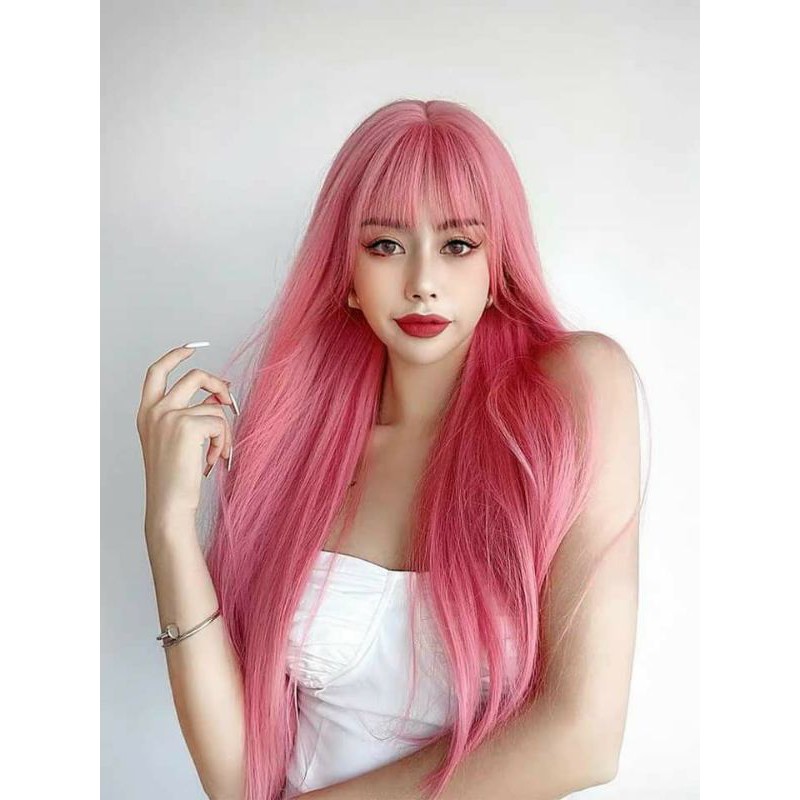 Tóc giả nữ💄freeship 50k💄tóc giả hồng phấn cao cấp- tặng lưới chùm
