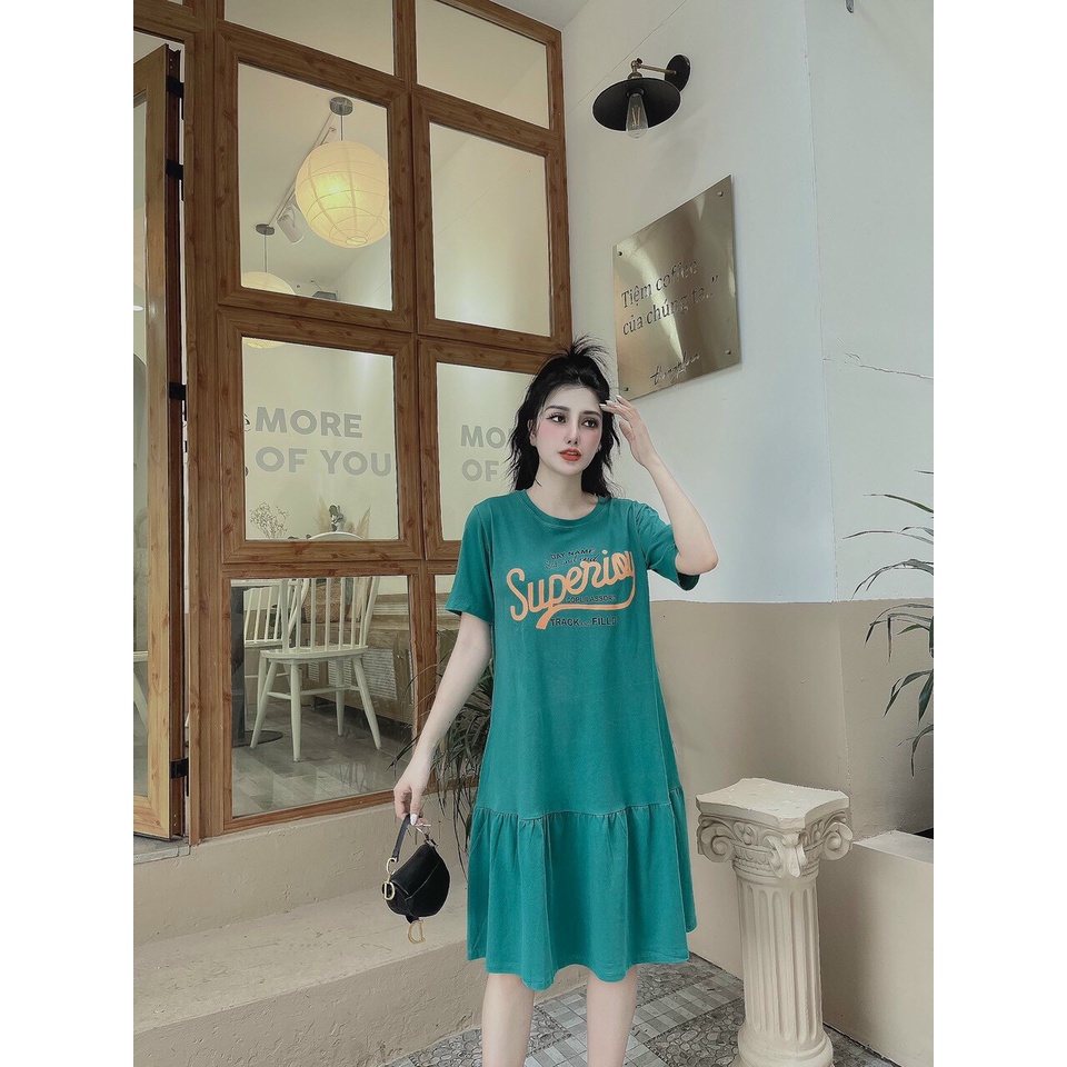 Váy đầm suông nữ - Váy nữ dáng đuôi cá dài chất cotton khô mát mịn