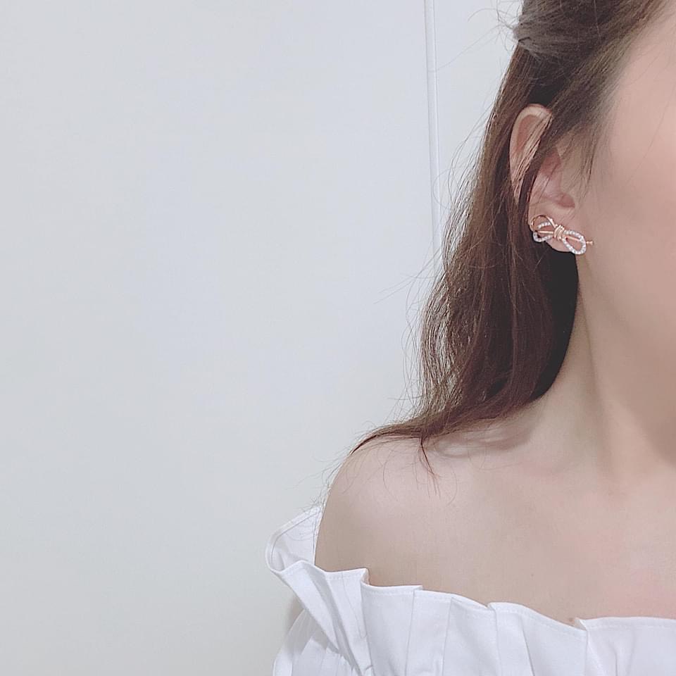 Set nơ rose gold tiểu thư Swarovski