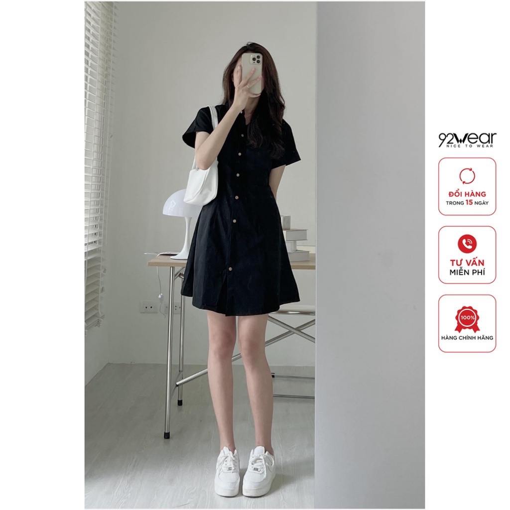 Váy kaki 92WEAR thiết kế chun lưng kiểu Hàn Quốc nhẹ nhàng, nữ tính WD014