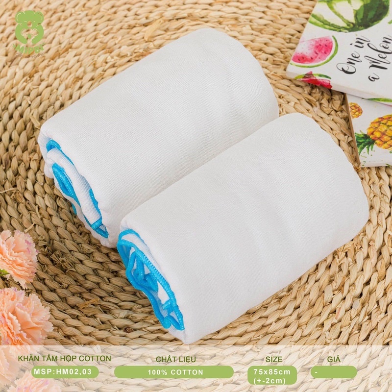 Mipbi - Khăn xô tắm xuất Nhật 100% cotton Tự nhiên thấm hút mềm mại (Hộp 2 khăn 75cmx85cm)