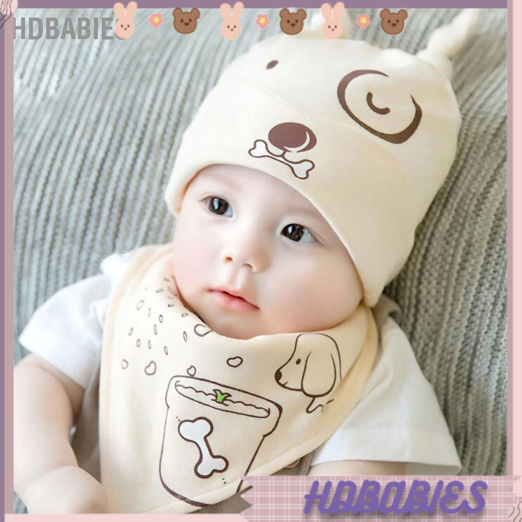 [Bán Nóng] Nón giữ ấm cho bé trùm tai bằng bông mùa xuân Mũ len thu 3‑6 tháng trai gái HDbabies